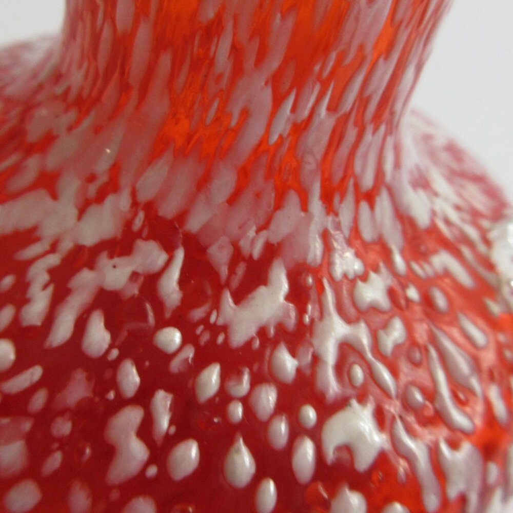 2 Red Crackle Glass Ruffled Top Clear Handle Mini Pitcher Bud Vase 4" - Picture 14 of 16
